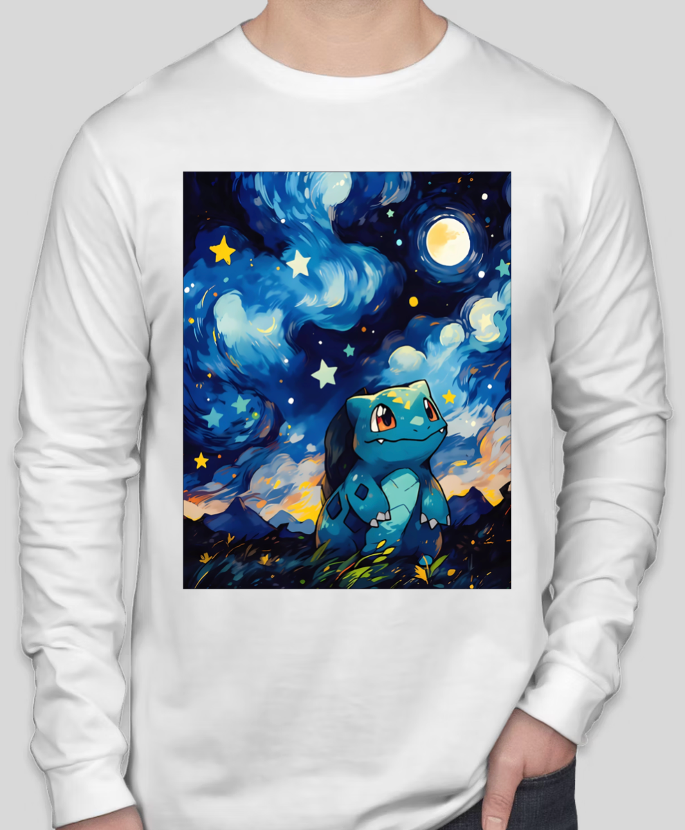 Starry Night - Bulbasaur - Long Sleeve - White