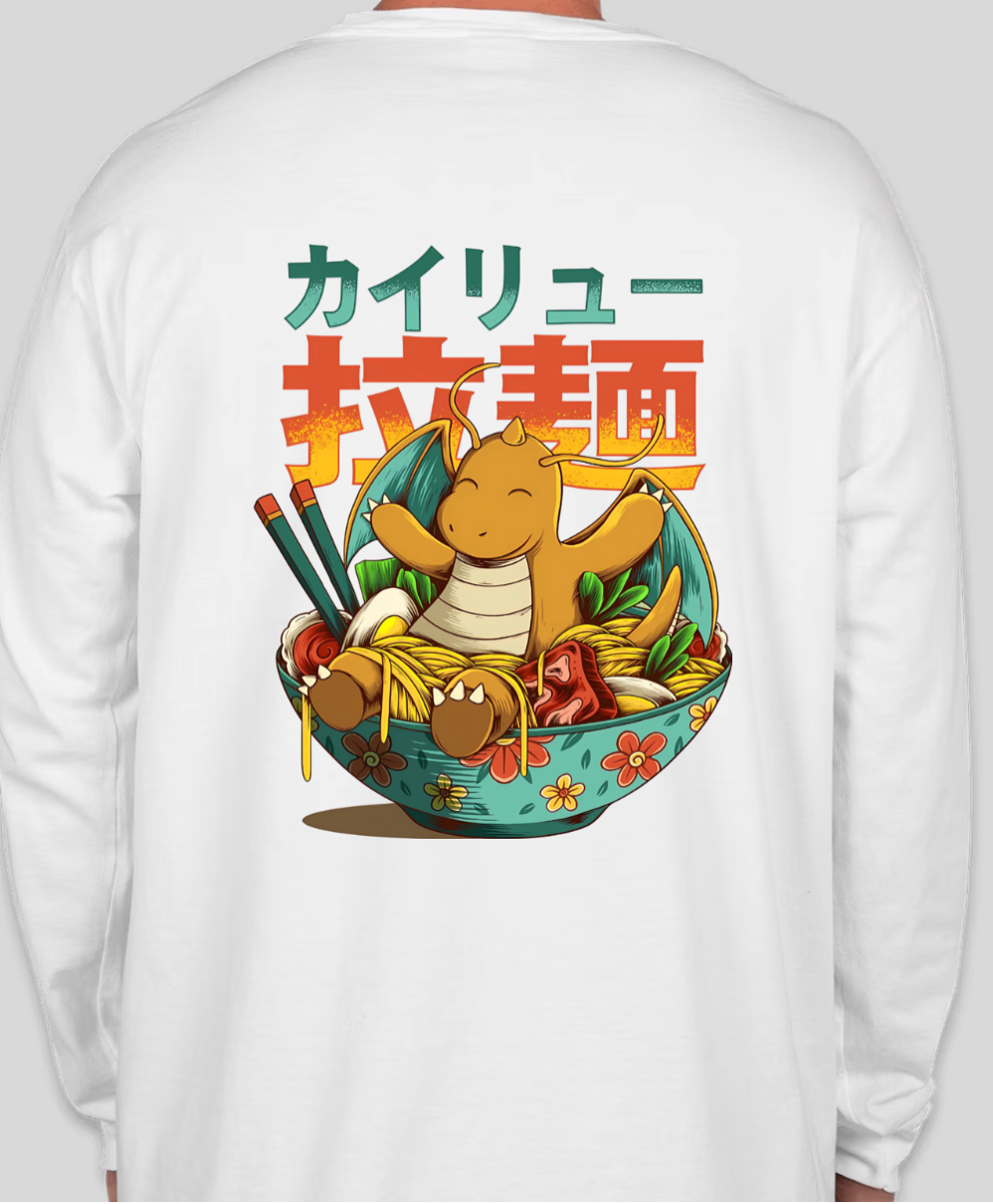 Poké Bowl - Dragonite - Pocket Long Sleeve - White