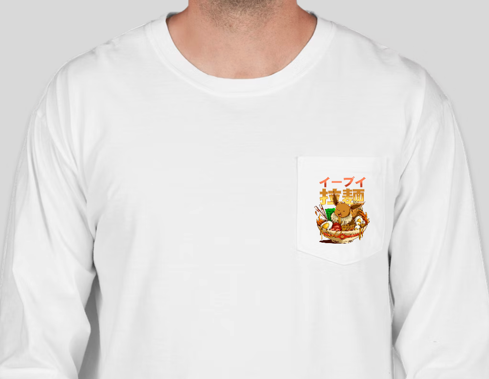 Poké Bowl - Eevee - Pocket Long Sleeve - White