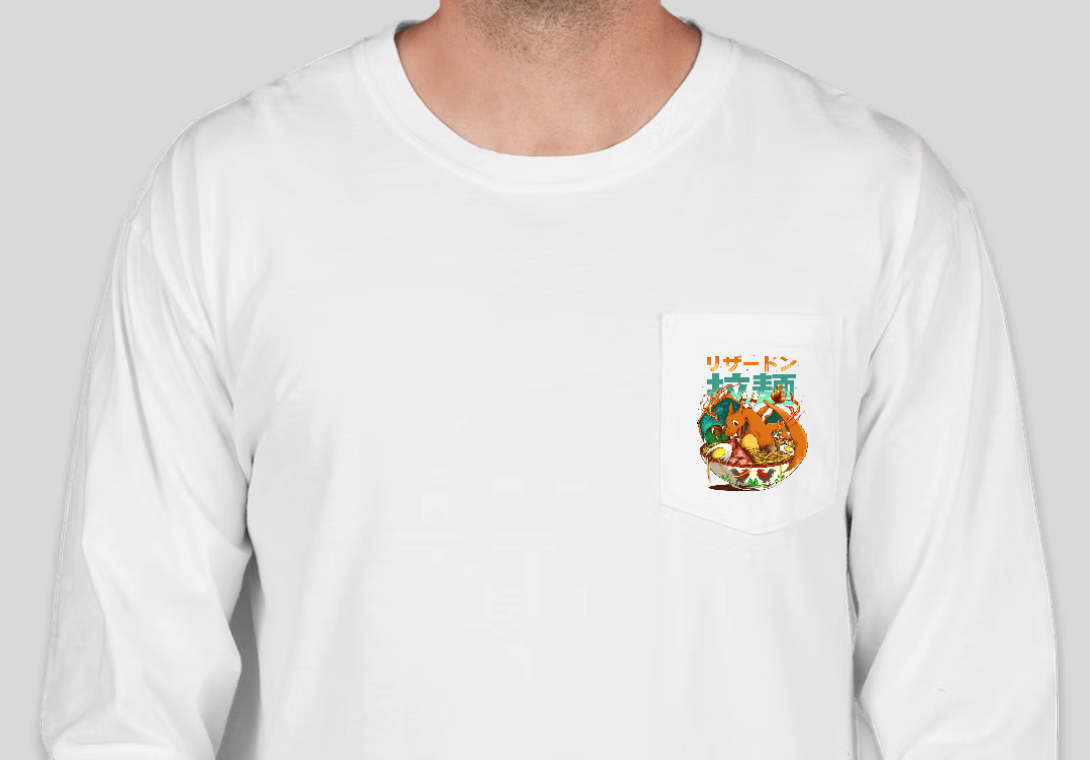 Poké Bowl - Charizard - Pocket Long Sleeve - White