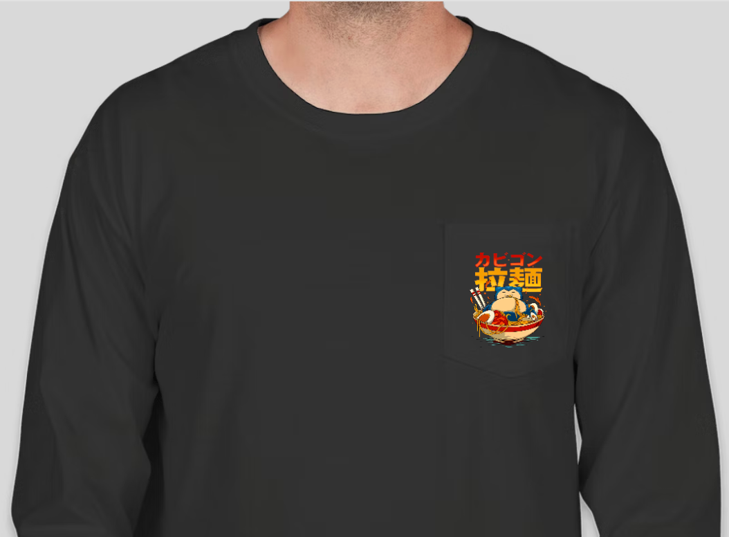 Poké Bowl - Snorlax - Pocket Long Sleeve - Black
