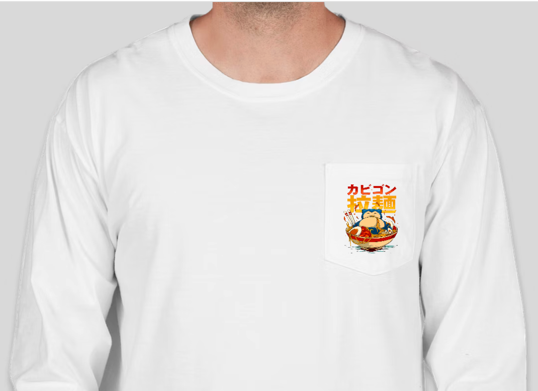 Poké Bowl - Snorlax - Pocket Long Sleeve - White