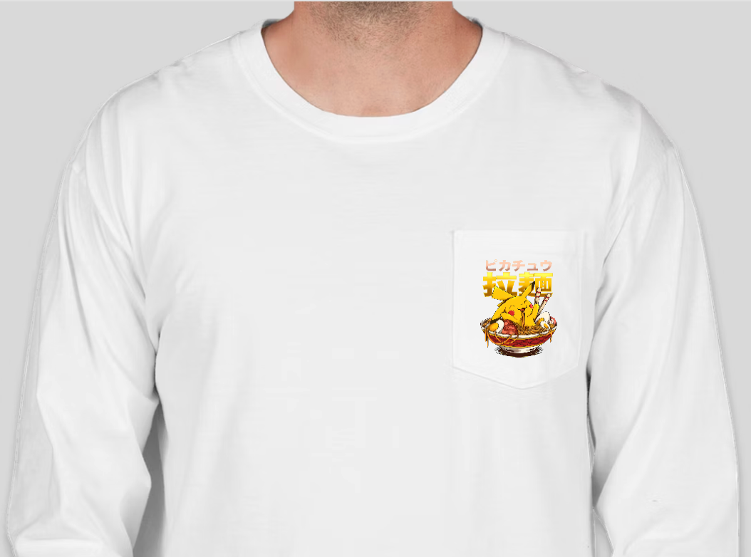 Poké Bowl - Pikachu - Pocket Long Sleeve - White