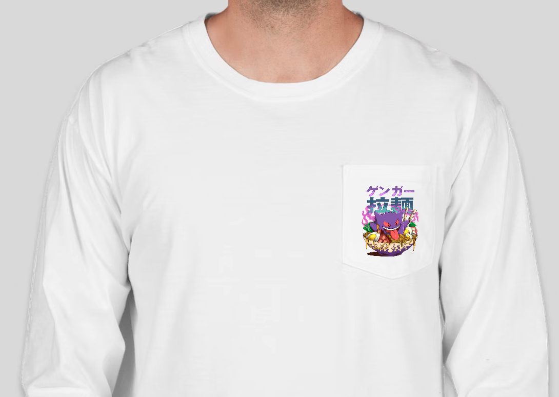 Poké Bowl - Gengar - Pocket Long Sleeve - White